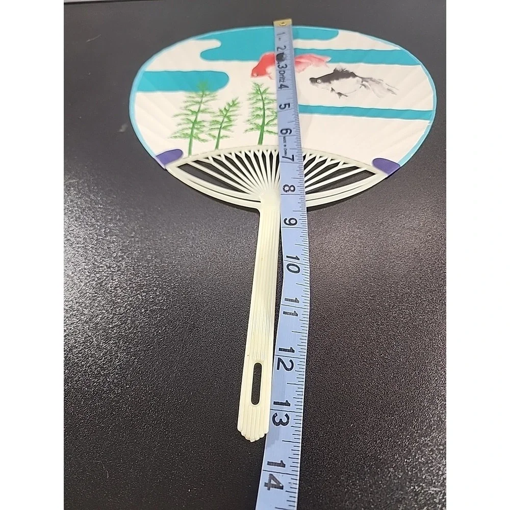 Japanese Uchiwa Flat Fan ‎ Plastic Handle Kingyo Goldfish Advertise Made Japan